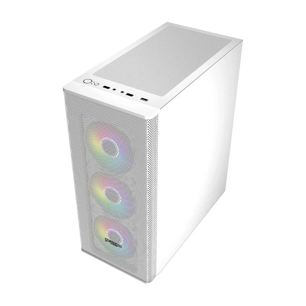 Компьютерный корпус FSP CMT196W, Без БП, 1xUSB3.0/2xUSB2.0, 4x ARGB 120mm, Glass, White, ATX — 3