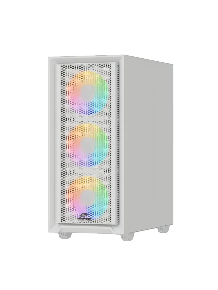 Корпус Wintek Apollo 802-W-M TG, ATX/Micro ATX, USB 1*3.0/2*2.0, HD+Mic, 4*12cm ARGB (контроллер + пульт д/у в комплекте), белый — 2