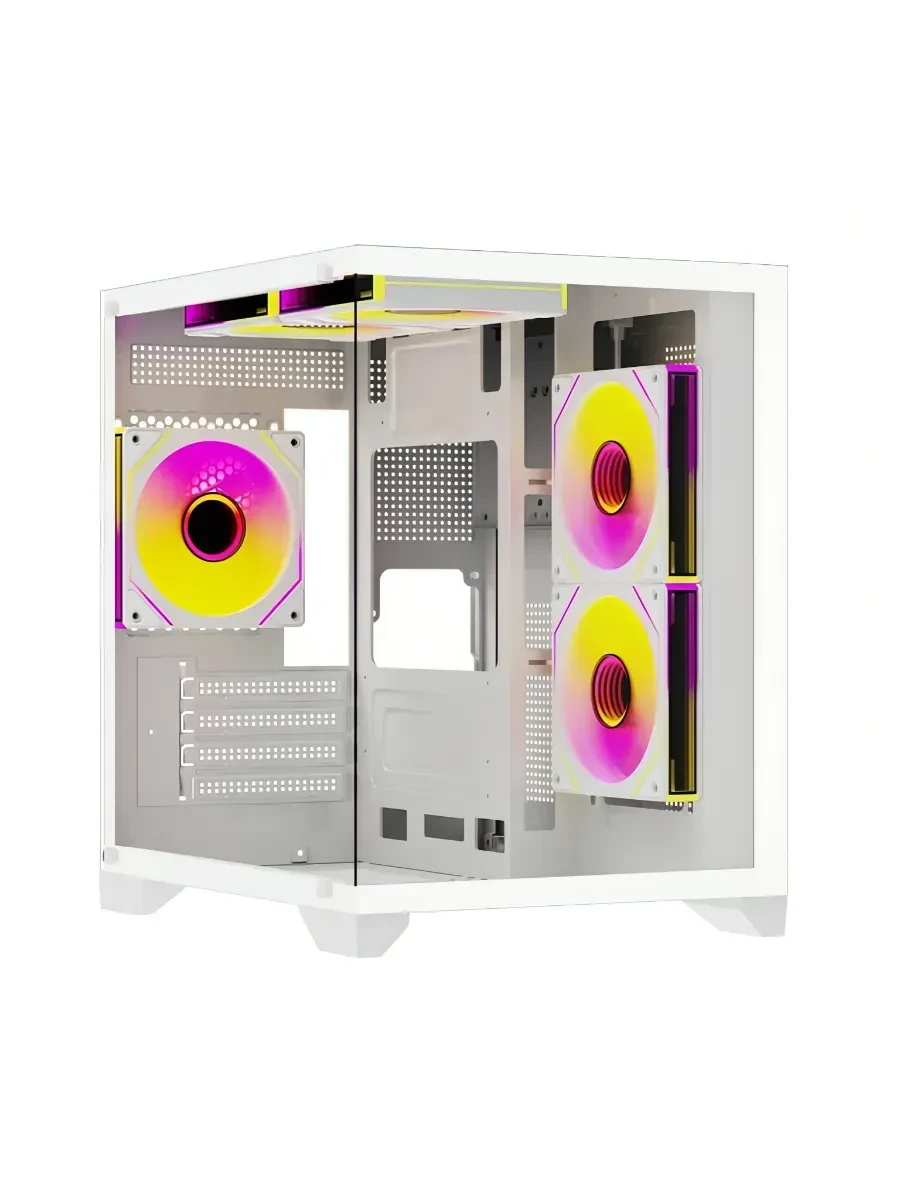 Корпус Wintek AQUABOX S05-W TG, Micro ATX, USB 1*3.0/2*2.0, HD+Mic, 5*12cm ARGB (контр. + пульт д/у), белый