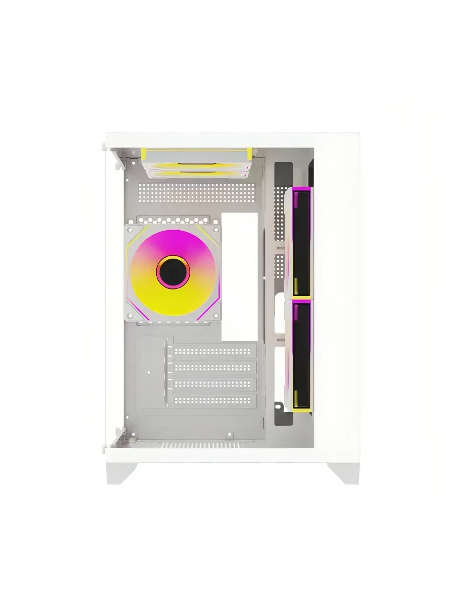 Корпус Wintek AQUABOX S05-W TG, Micro ATX, USB 1*3.0/2*2.0, HD+Mic, 5*12cm ARGB (контр. + пульт д/у), белый — 2
