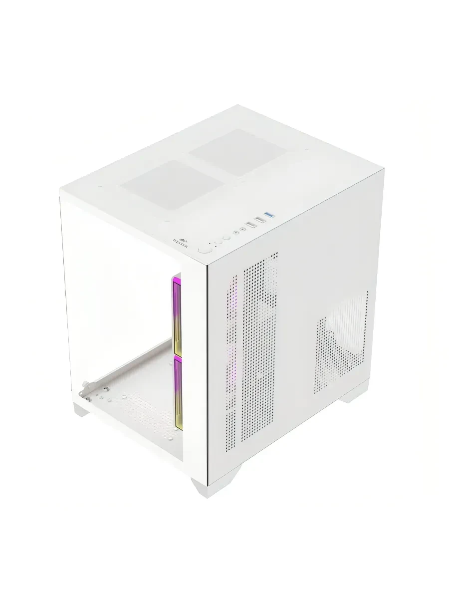 Корпус Wintek AQUABOX S05-W TG, Micro ATX, USB 1*3.0/2*2.0, HD+Mic, 5*12cm ARGB (контр. + пульт д/у), белый — 3