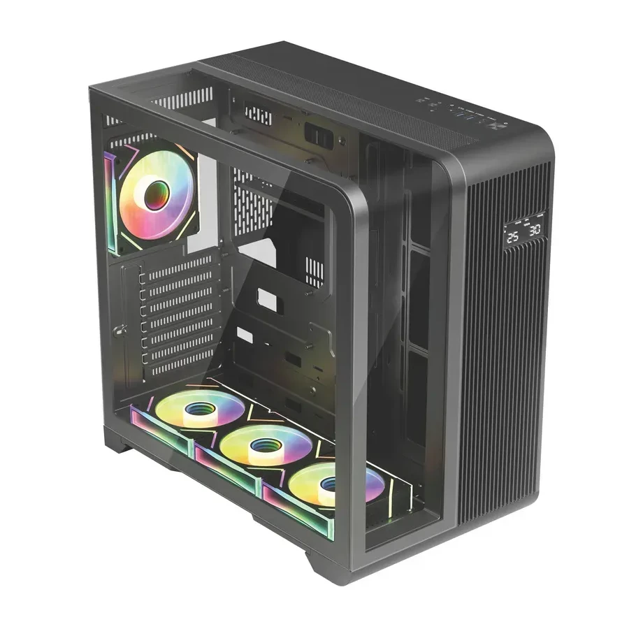 Корпус 1Stplayer RT7, Midi Tower, ATX, m-ITX, Black, 2x3.5"/3x2.5", 2xUSB3.0, USB-C, LCD — 2