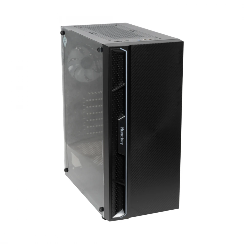 Корпус HuntKey GS450S, Midi Tower, ATX, m-ATX, Black, 2x3.5"/2x2.5", 2xUSB2.0, USB3.0, Без Б/П — 2