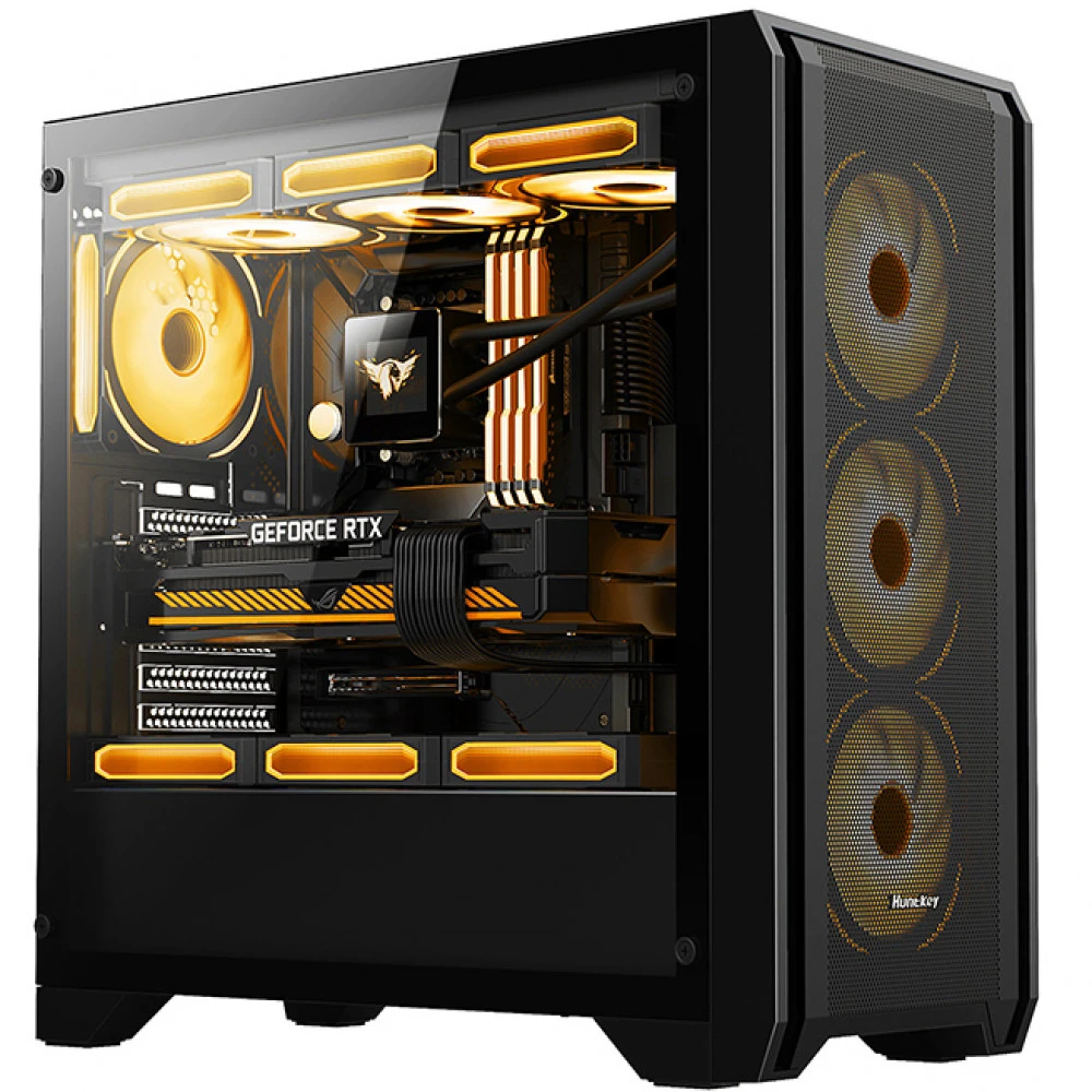 Корпус HuntKey GX750A Predator, Midi Tower, ATX, m-ATX, Black, 2x3.5"/1x2.5", 2xUSBx2.0, USB3.0 — 2