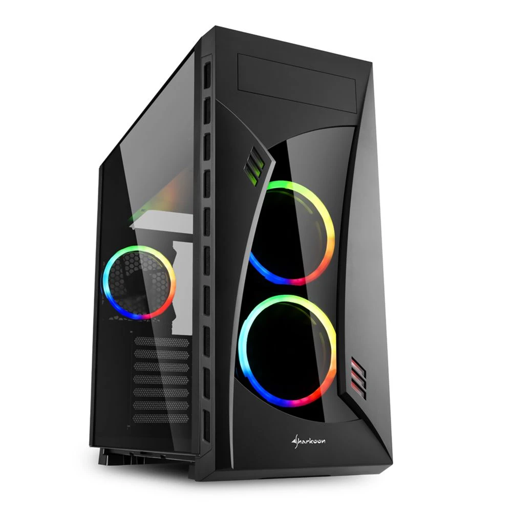 Корпус Sharkoon Night Shark RGB, Midi Tower, E-ATX, Black,1x5.25"/3x3.5"/5x2.5", 2xUSB2.0, 2xUSB3.0