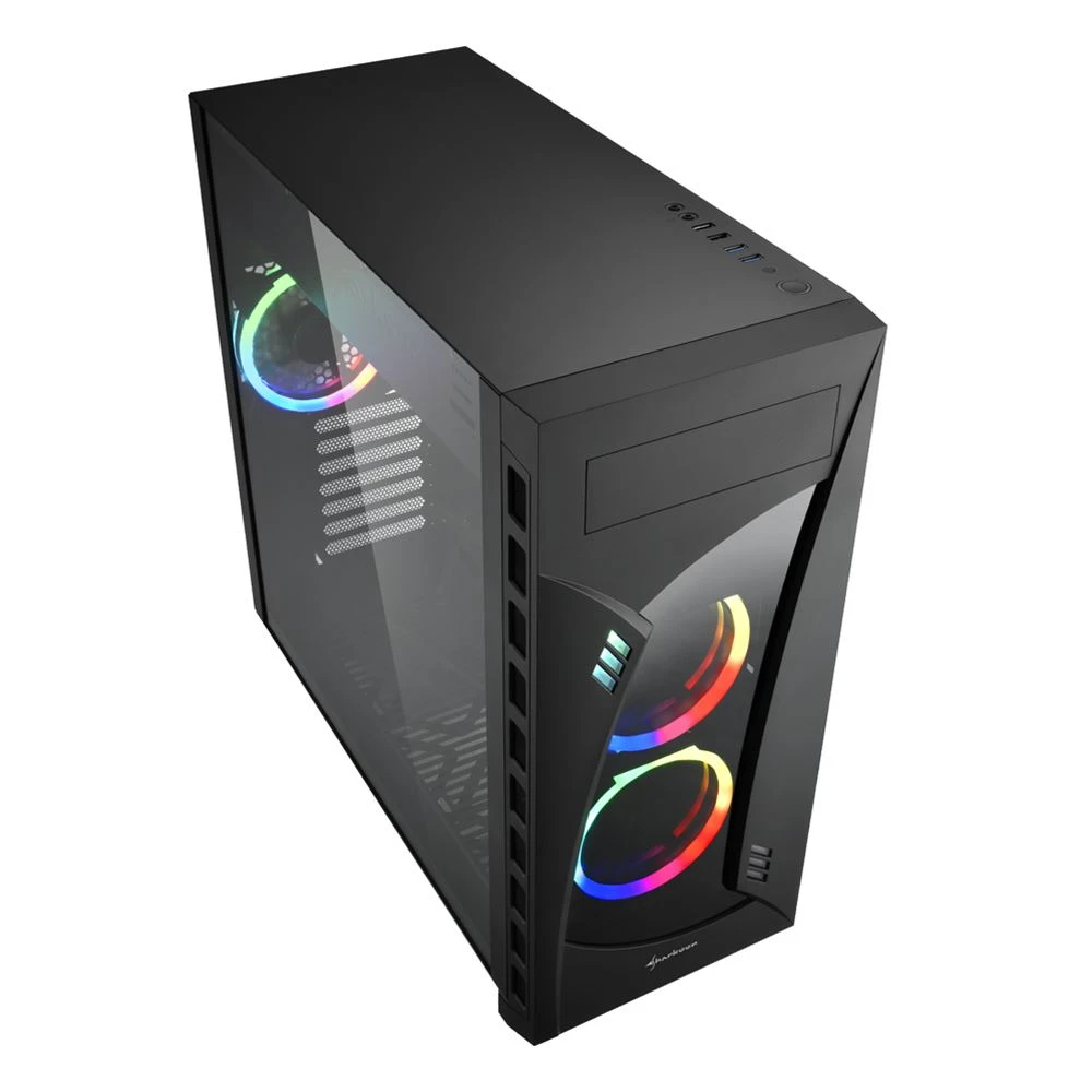 Корпус Sharkoon Night Shark RGB, Midi Tower, E-ATX, Black,1x5.25"/3x3.5"/5x2.5", 2xUSB2.0, 2xUSB3.0 — 3