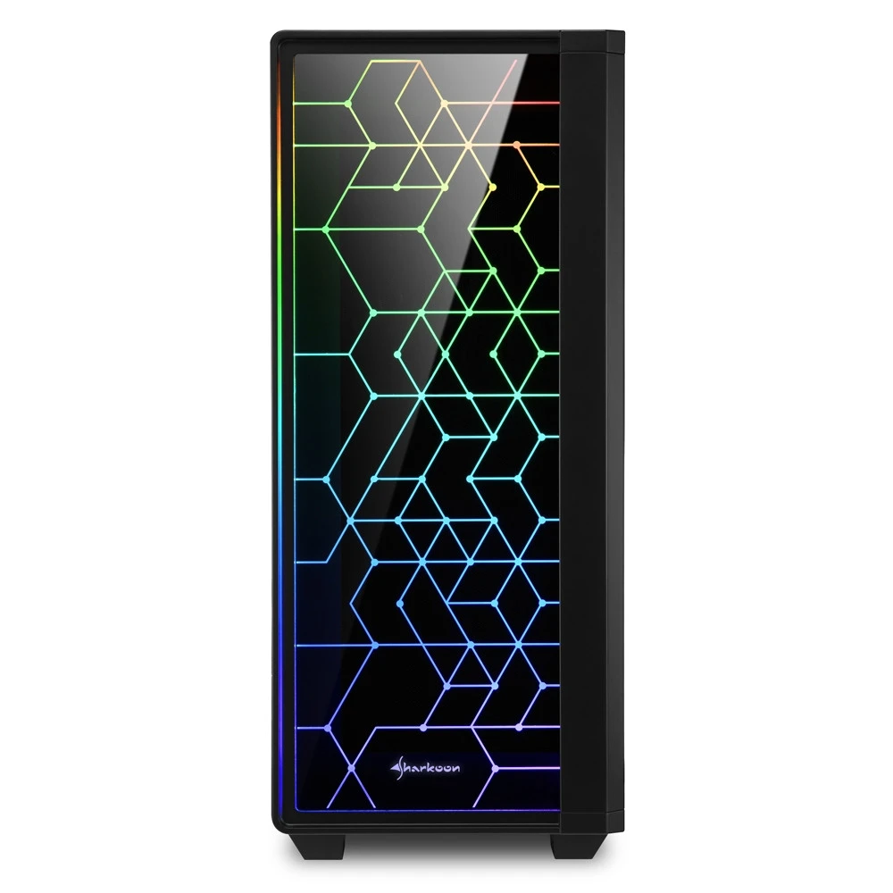 Корпус Sharkoon RGB LIT 100, Midi Tower, ATX, Black, 2x3.5"/6x2.5", USB2.0, 2xUSB3.0 — 3