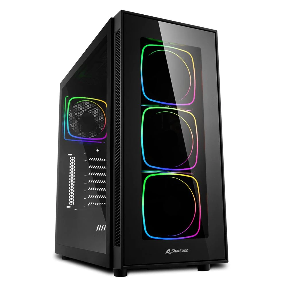 Корпус Sharkoon TG6 RGB, Midi Tower, ATX, Black, 2x3.5"/4x2.5", 2xUSB2.0, 2xUSB3.0