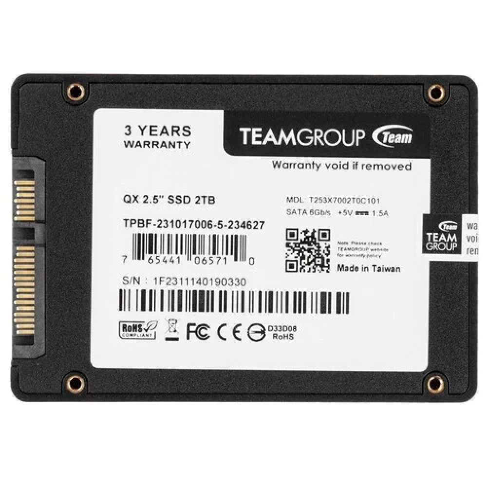 SSD накопитель SSD TeamGroup QX 2000GB SATA3 2.5" QLC R540MB/s — 3