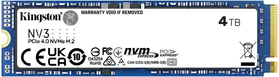SSD накопитель SSD Kingston SNV3S 4TB, M.2 2280, PCIe 4, NVMe, R5000/W6000 — 2