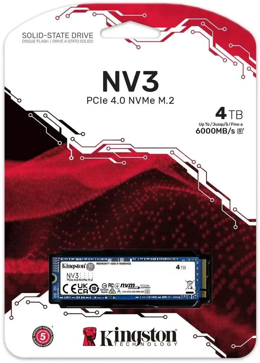 SSD накопитель SSD Kingston SNV3S 4TB, M.2 2280, PCIe 4, NVMe, R5000/W6000 — 4