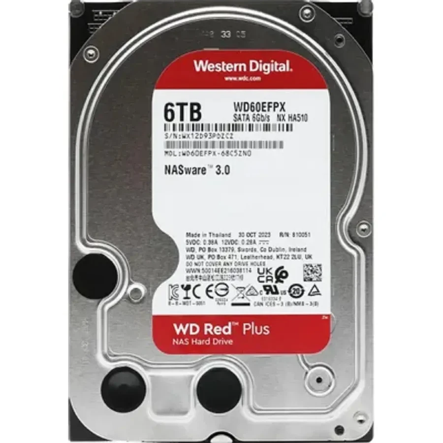 Жесткий диск WD Red Plus NAS, 6TB, SATA 6Gb/s, 5400rpm