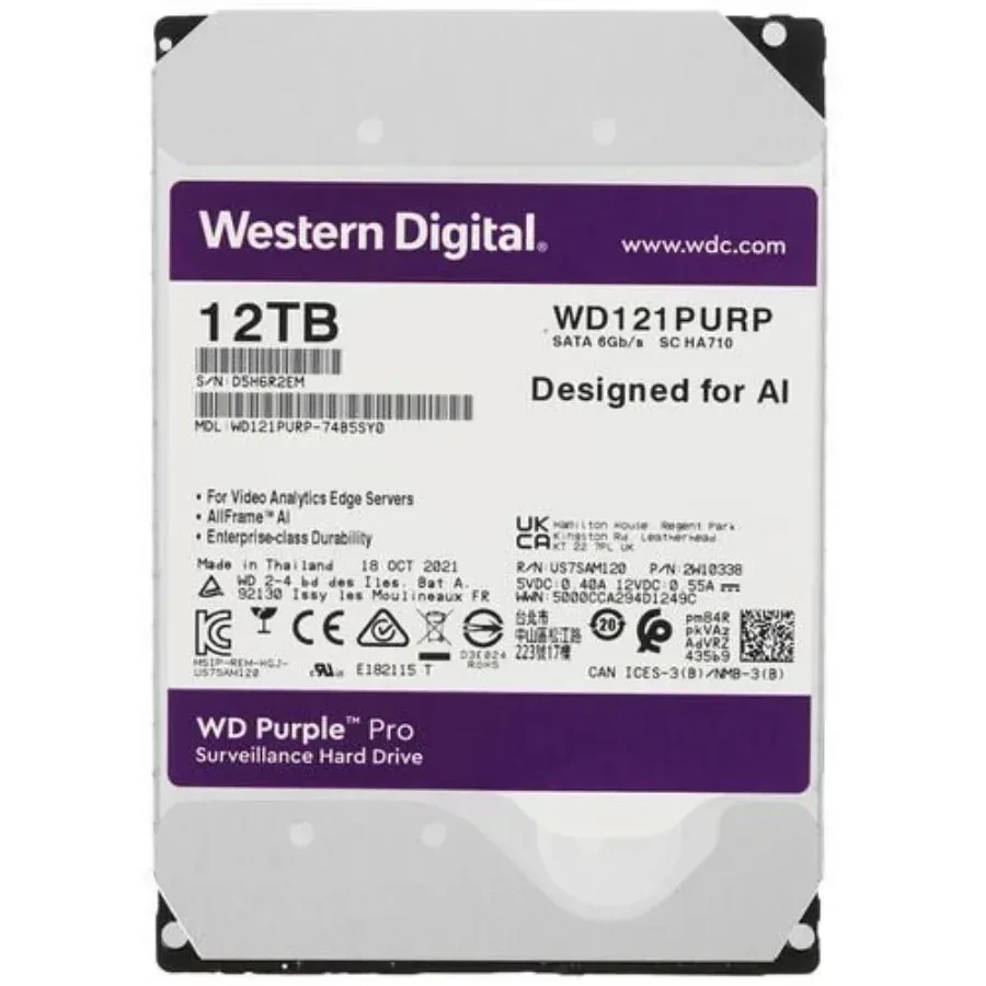 Жёсткий диск Western Digital Purple Pro, 12TB, 3.5", SATA III, 7200rpm, 256MB — 2