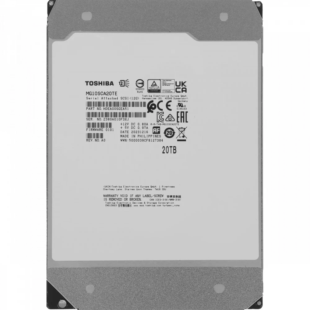 Накопитель Toshiba MG10 20TB SAS, 7200 RPM, 512MB — 2