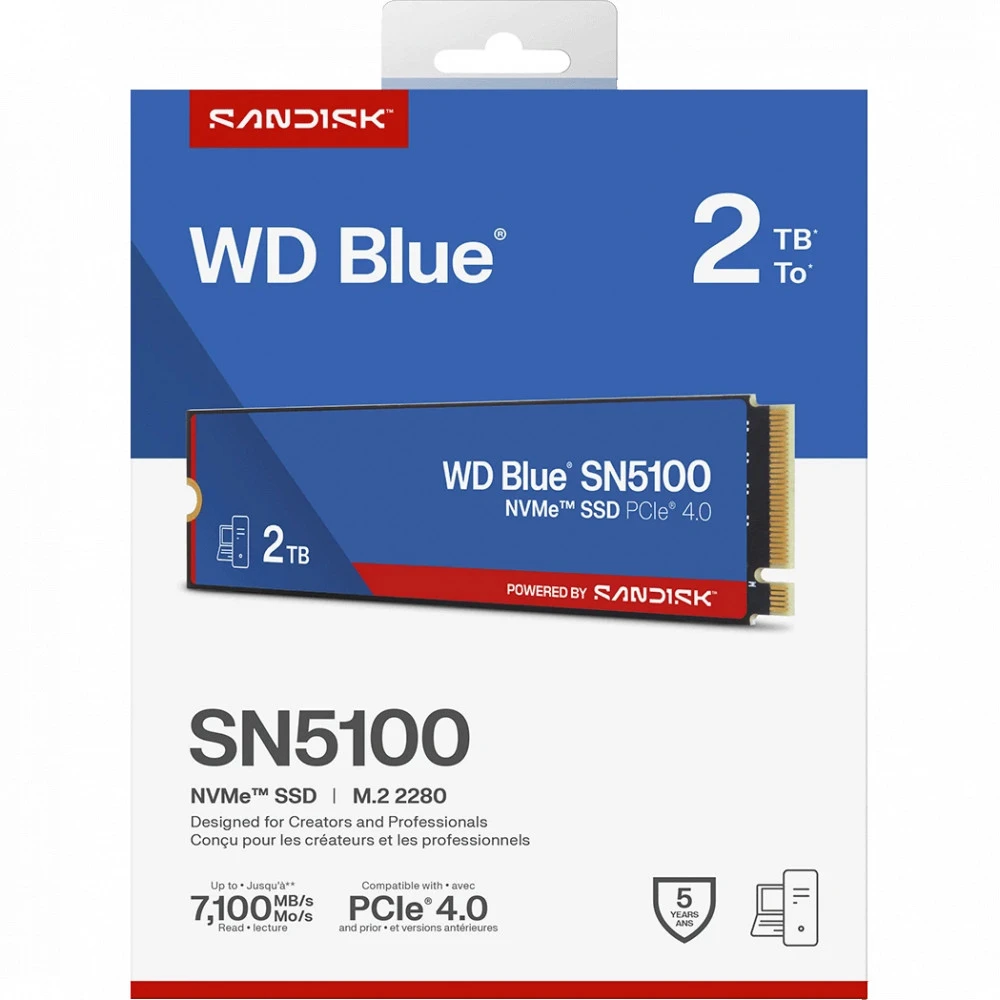 SSD накопитель SSD WD Blue SN5100, 2TB, M.2, NVMe PCIe Gen4, 7100MB/s — 5