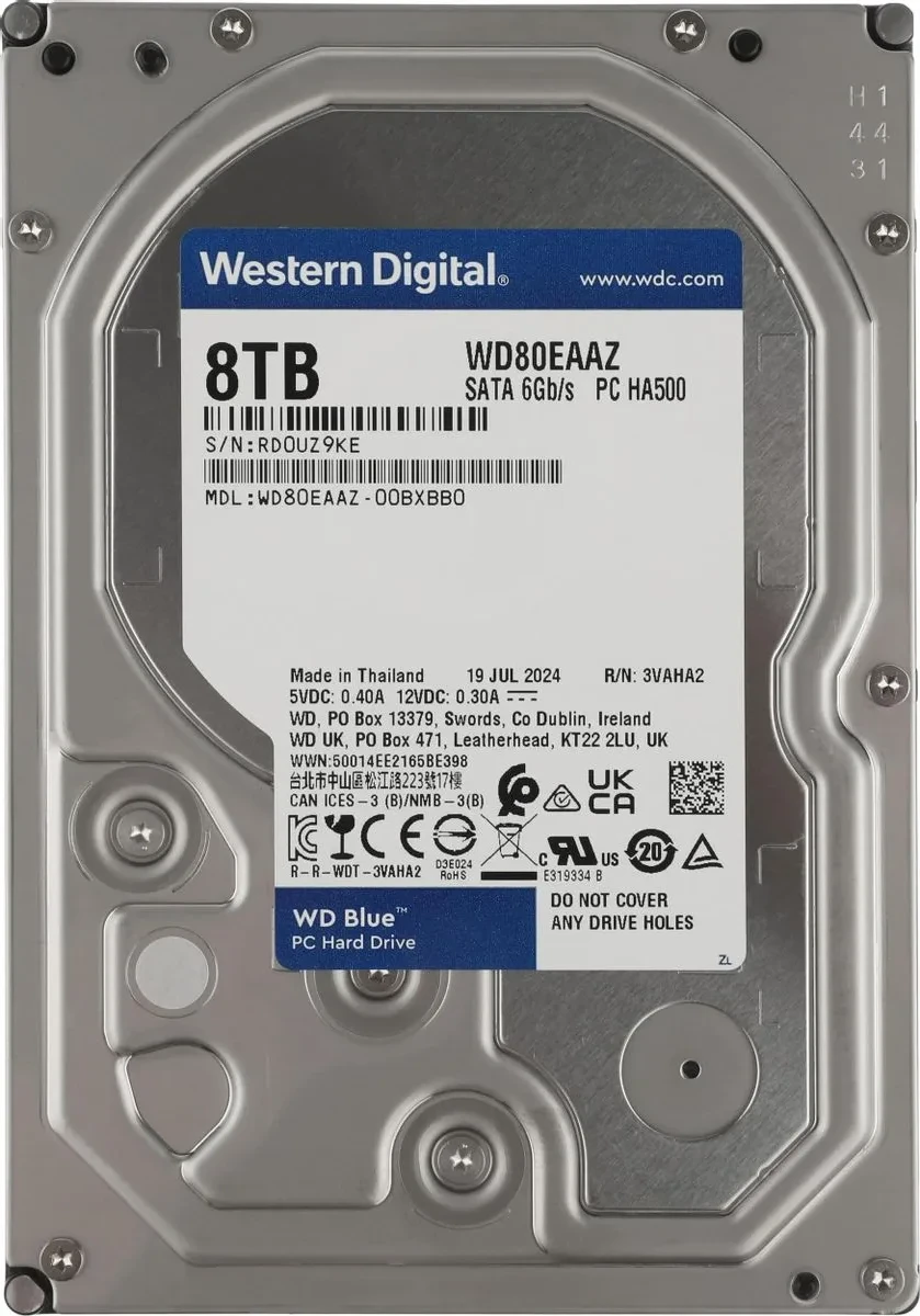 SSD накопитель Disk 8TB Western Digital Blue HDD, 5640rpm, 256MB