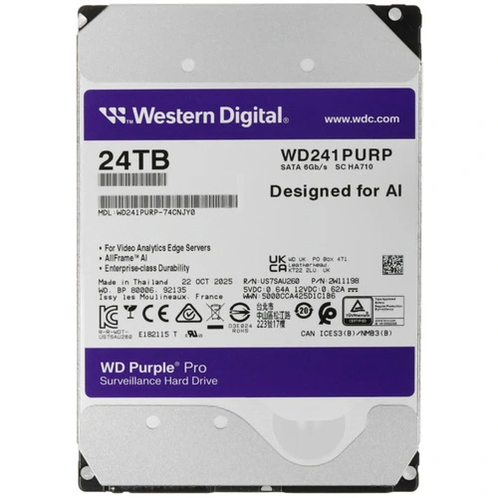 SSD накопитель Disk 24TB Western Digital Purple Pro, CCTV, 512MB