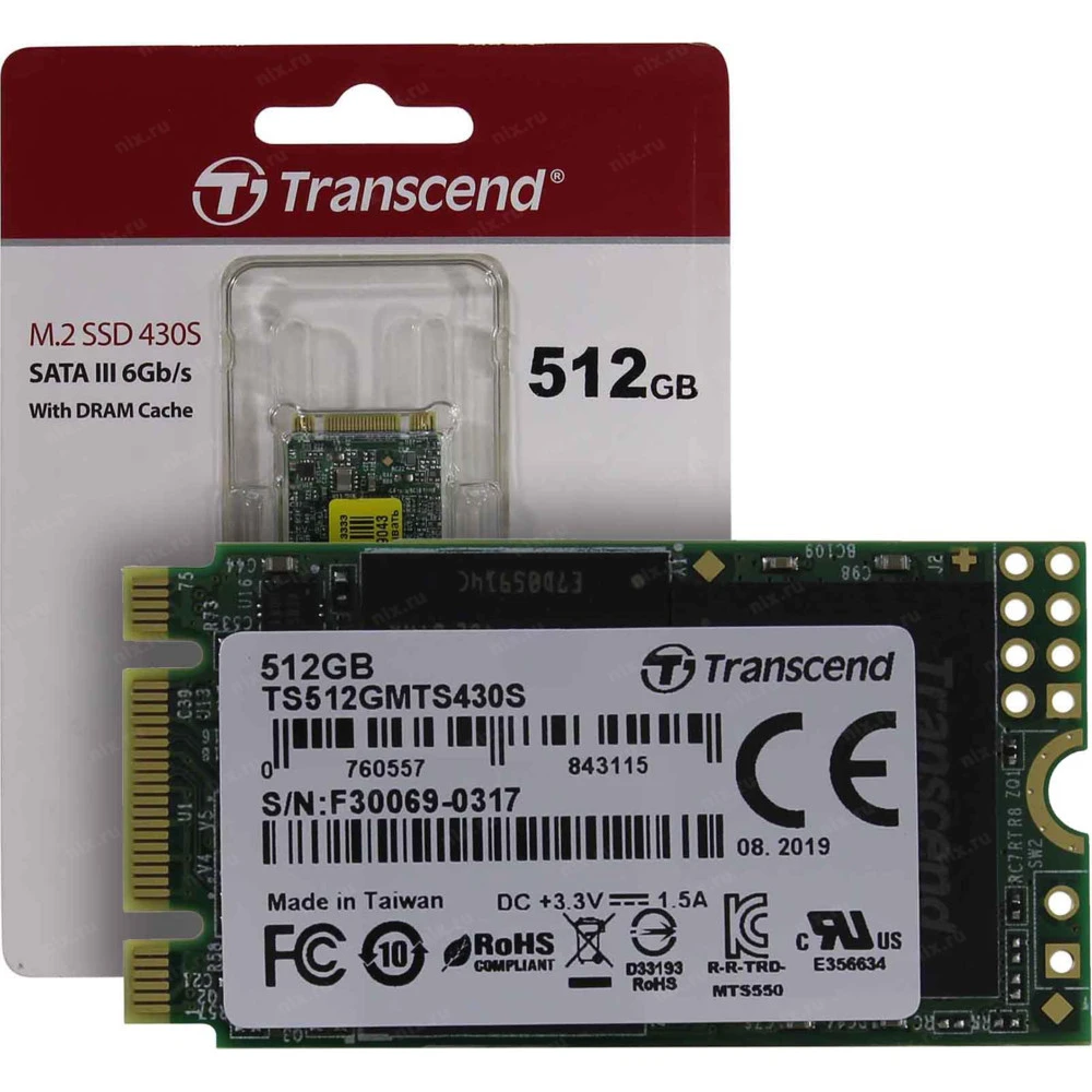 SSD накопитель SSD Transcend TS512GMTS430S, 512GB, M.2 — 3