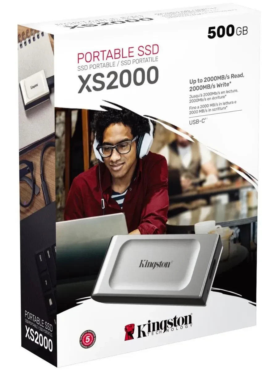 Внешний SSD Kingston XS2000 500GB серебристый — 5