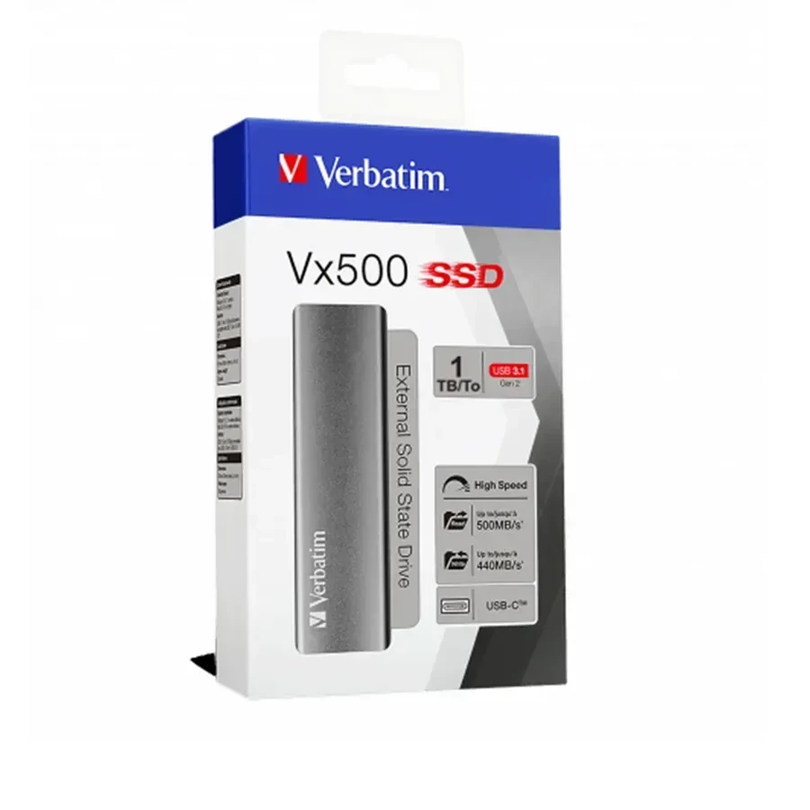 Внешний SSD Verbatim VX500, 1TB, USB-C, серый — 3