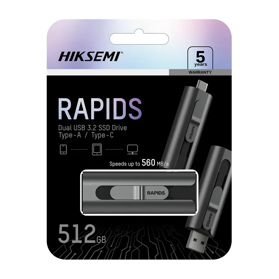 SSD USB HikSemi S560, 512 GB, USB 3.2, серый — 3