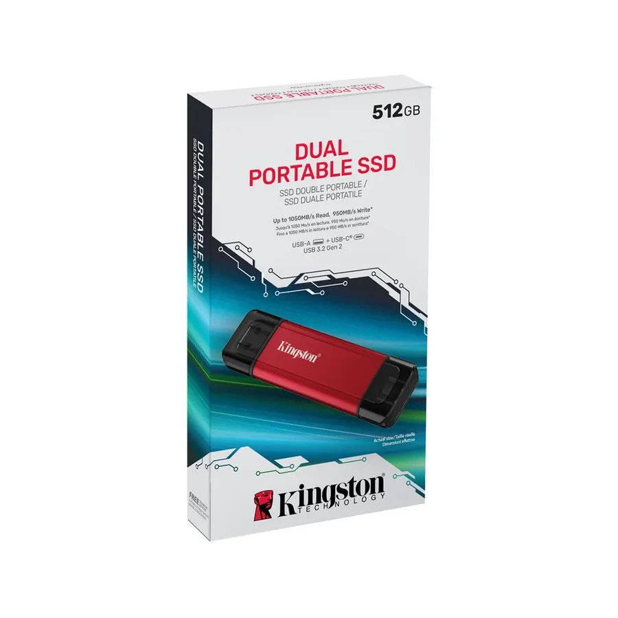 Внешний накопитель SSD Kingston Dual Portable, 512GB, Red — 5