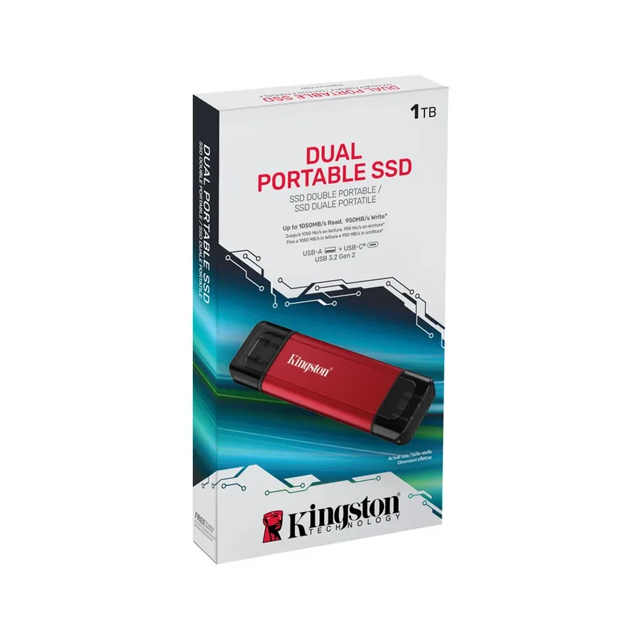 Внешний накопитель SSD Kingston Dual Portable, 2TB, Red — 3
