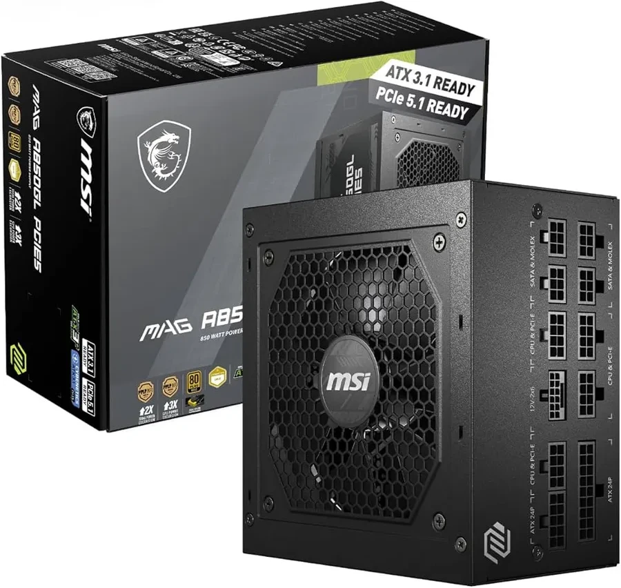Блок питания MSI MAG A850GL, 850W, 80+ Gold, модульный