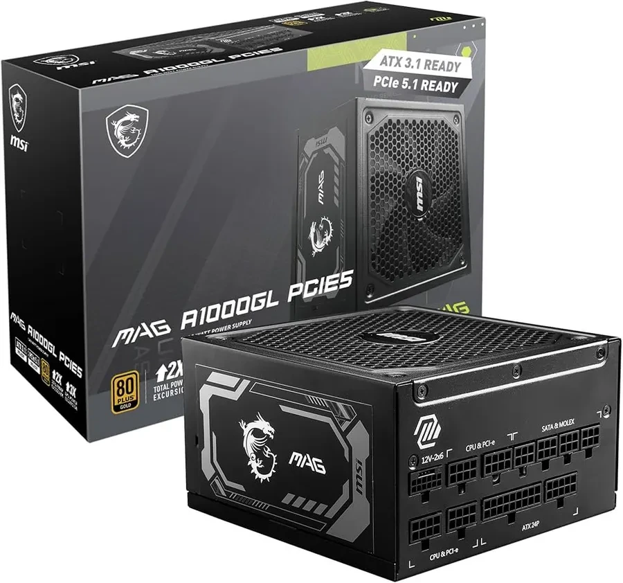 Блок питания MSI MAG A1000GL, 1000W, 80+ Gold, модульный — 2