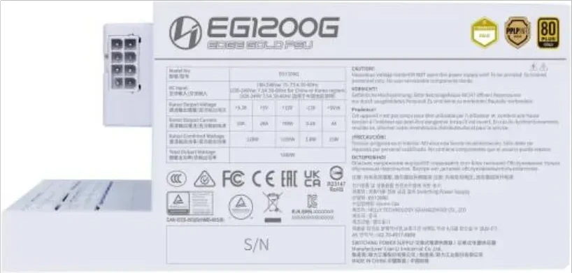 Блок питания Lian Li EG1200G 1200W, 80+ Gold — 3
