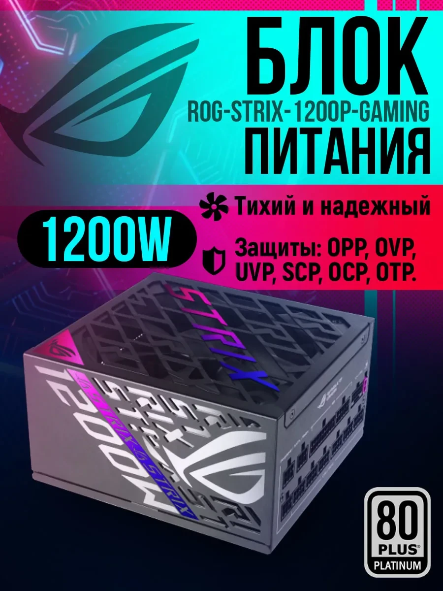 Блок питания ASUS ROG STRIX 1200W, 80+ Platinum, RGB