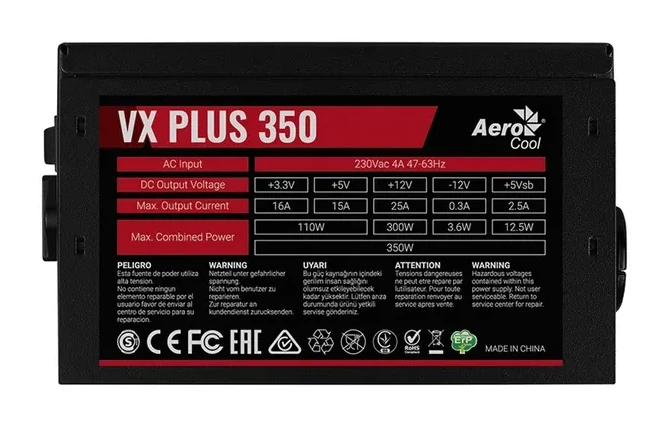 Блок питания Aerocool VX PLUS Stealth, 350W, ATX, Non-PFC — 5