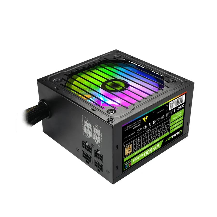 Блок питания Gamemax VP 600W RGB M, 600W, ATX, Bronze, полумодульный