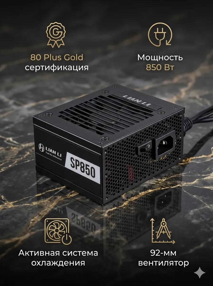 Блок питания Lian Li SP850 V2 GOLD 850W SFX Full Modular, 80+ GOLD G9P.SP0850G.B000.EU Black