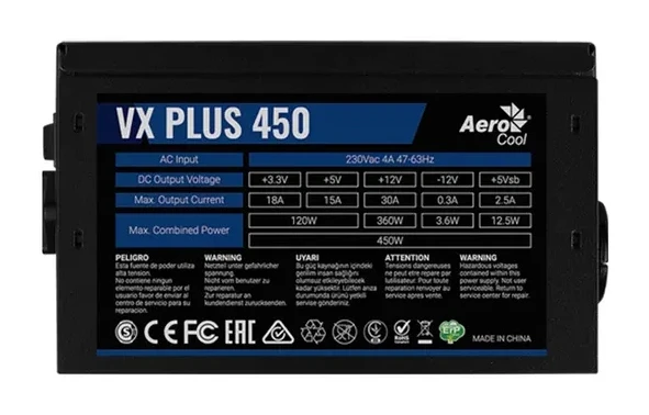 Блок питания Aerocool VX PLUS Stealth 450 — 4