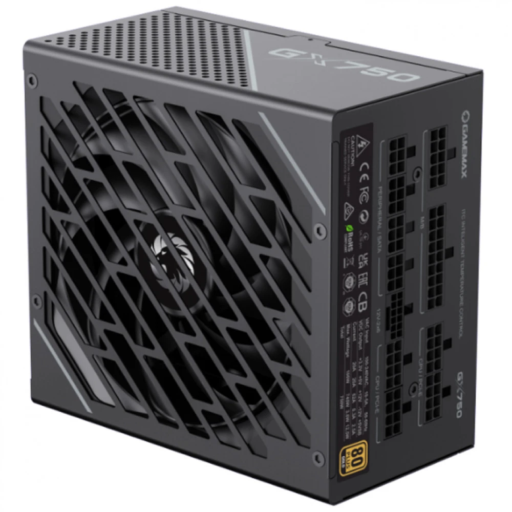 БП ATX 750W GameMax GX-750 PRO BK, Gold, 20+4/20+4+8/24+4/24+4+8/24+8+8, 13.5cm, 4x6+2p PCI-E — 2