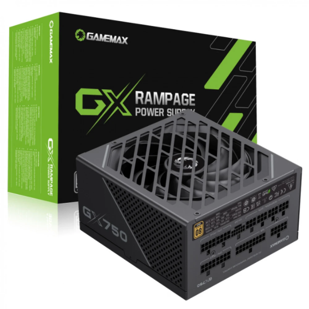 БП ATX 750W GameMax GX-750 PRO BK, Gold, 20+4/20+4+8/24+4/24+4+8/24+8+8, 13.5cm, 4x6+2p PCI-E — 3