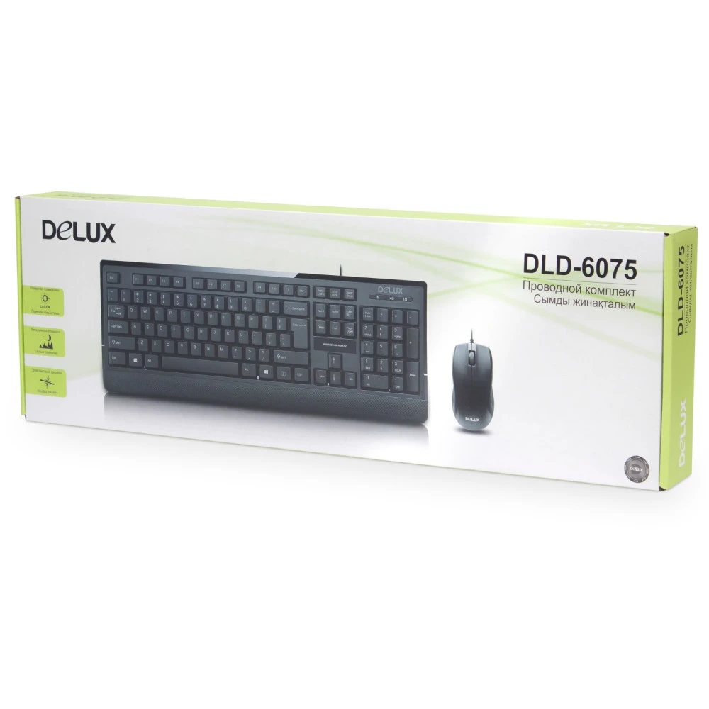Клавиатура Delux DLD-6075, Black, USB + мышь — 3