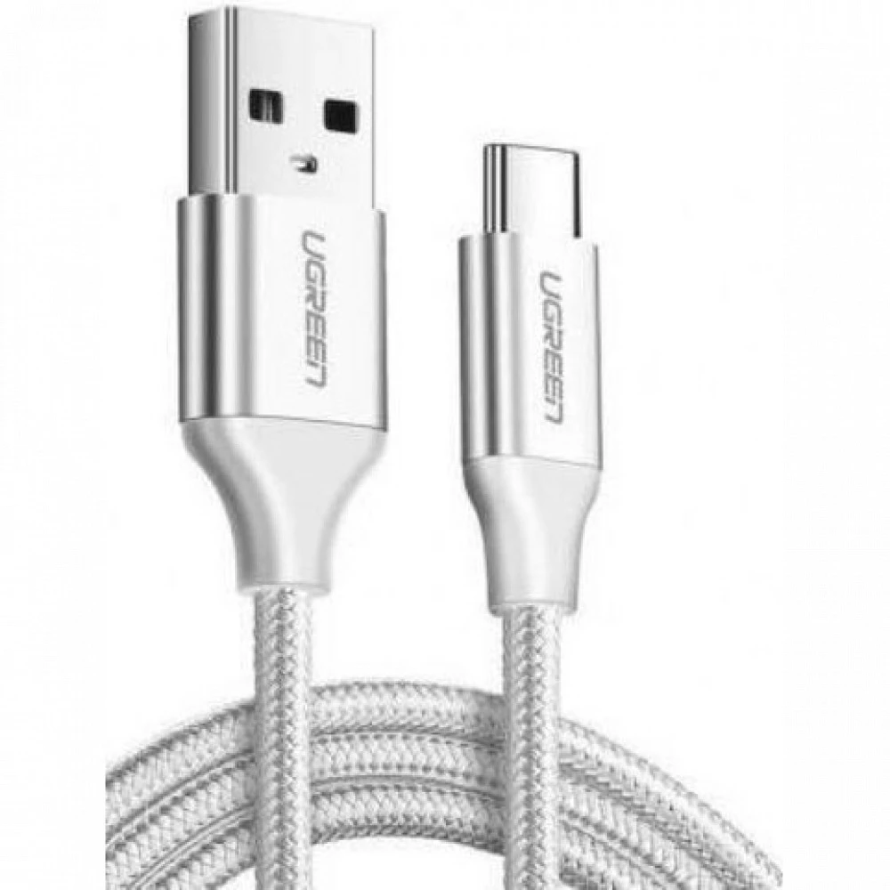 Кабель UGREEN US288 USB-A 2.0 to USB-C Cable Nickel Plating Aluminum Braid 2m (White)