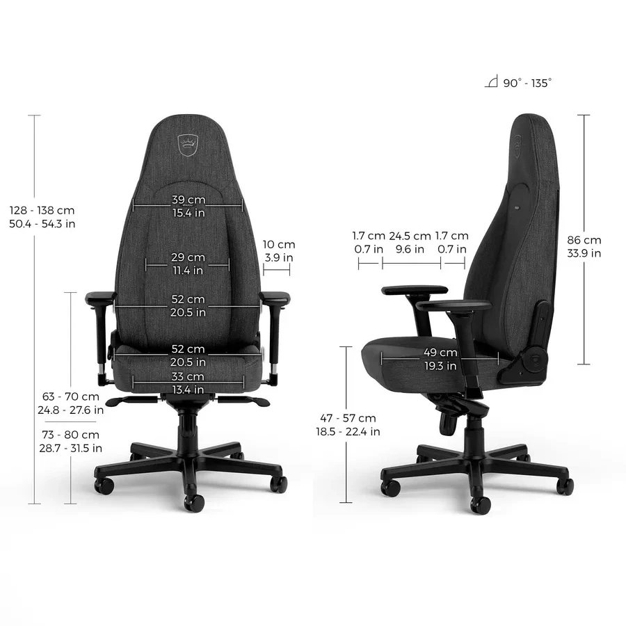 Игровое кресло Noblechairs ICON TX Gaming Chair-anthracite <Ткань, 4D-подлокотник, газлифт 4> — 5
