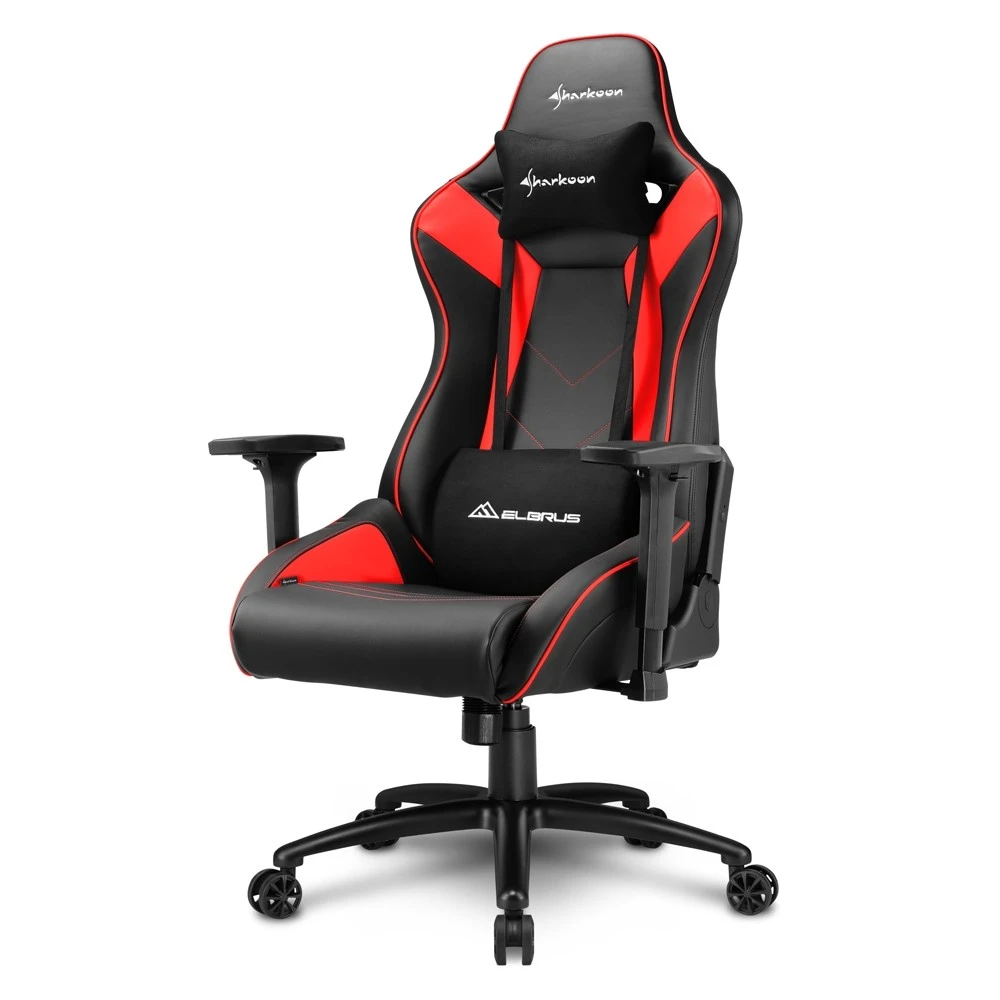 Игровое кресло Sharkoon Elbrus 3 Black/Red <Синтетическая кожа, Газлифт 4, подлокотник 3D> — 4
