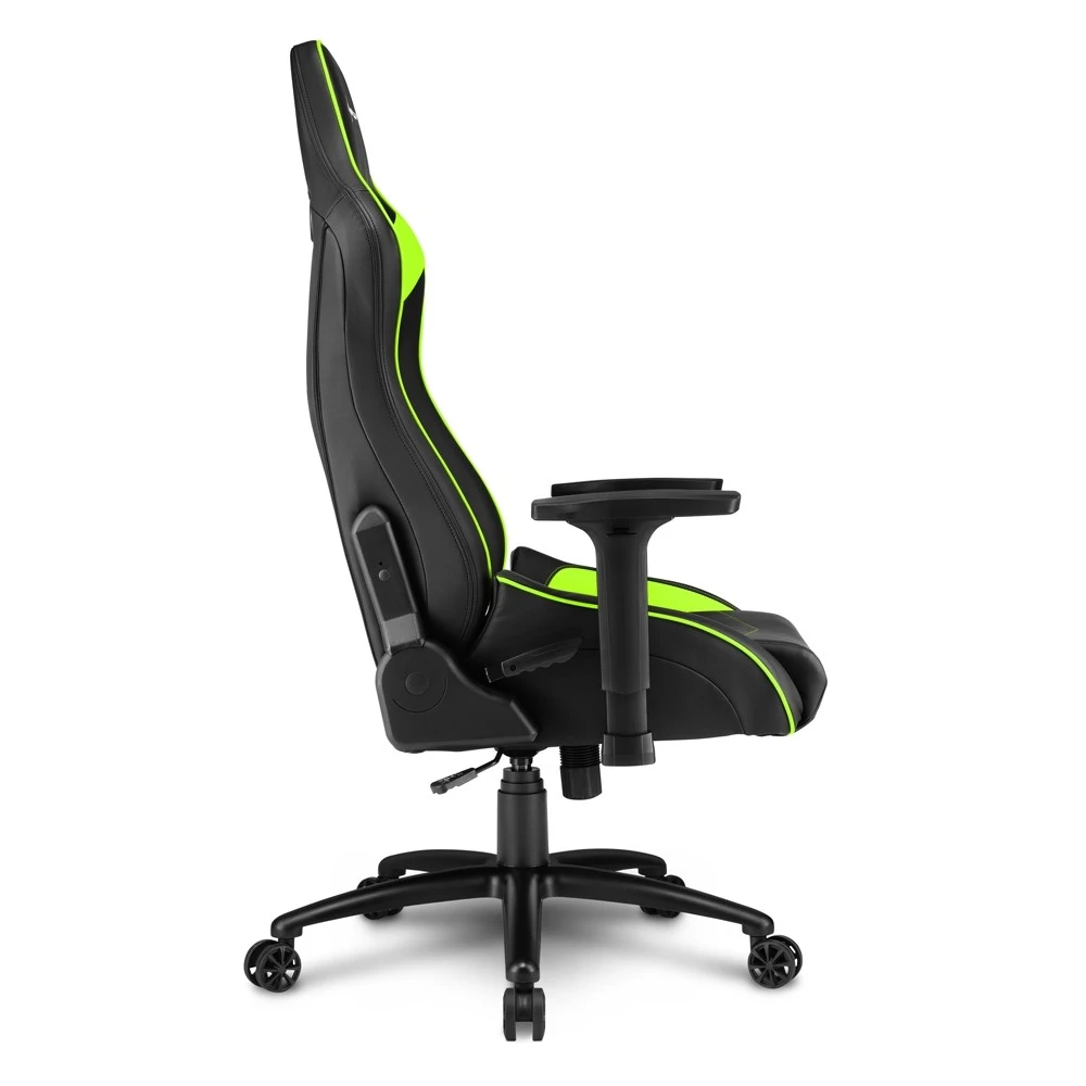 Игровое кресло Sharkoon Elbrus 3 Black/Green <Синтетическая кожа, Газлифт 4, подлокотник 3D> — 5