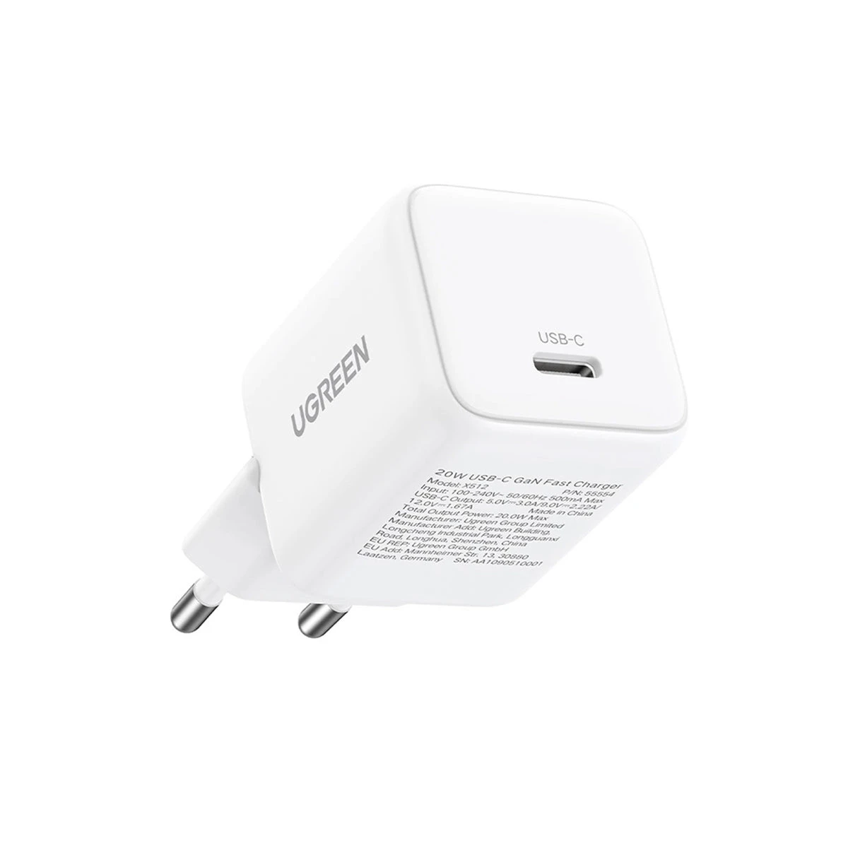 Зарядное устройство UGREEN X513 30W 1C GaN Fast Charger, белый, 65009