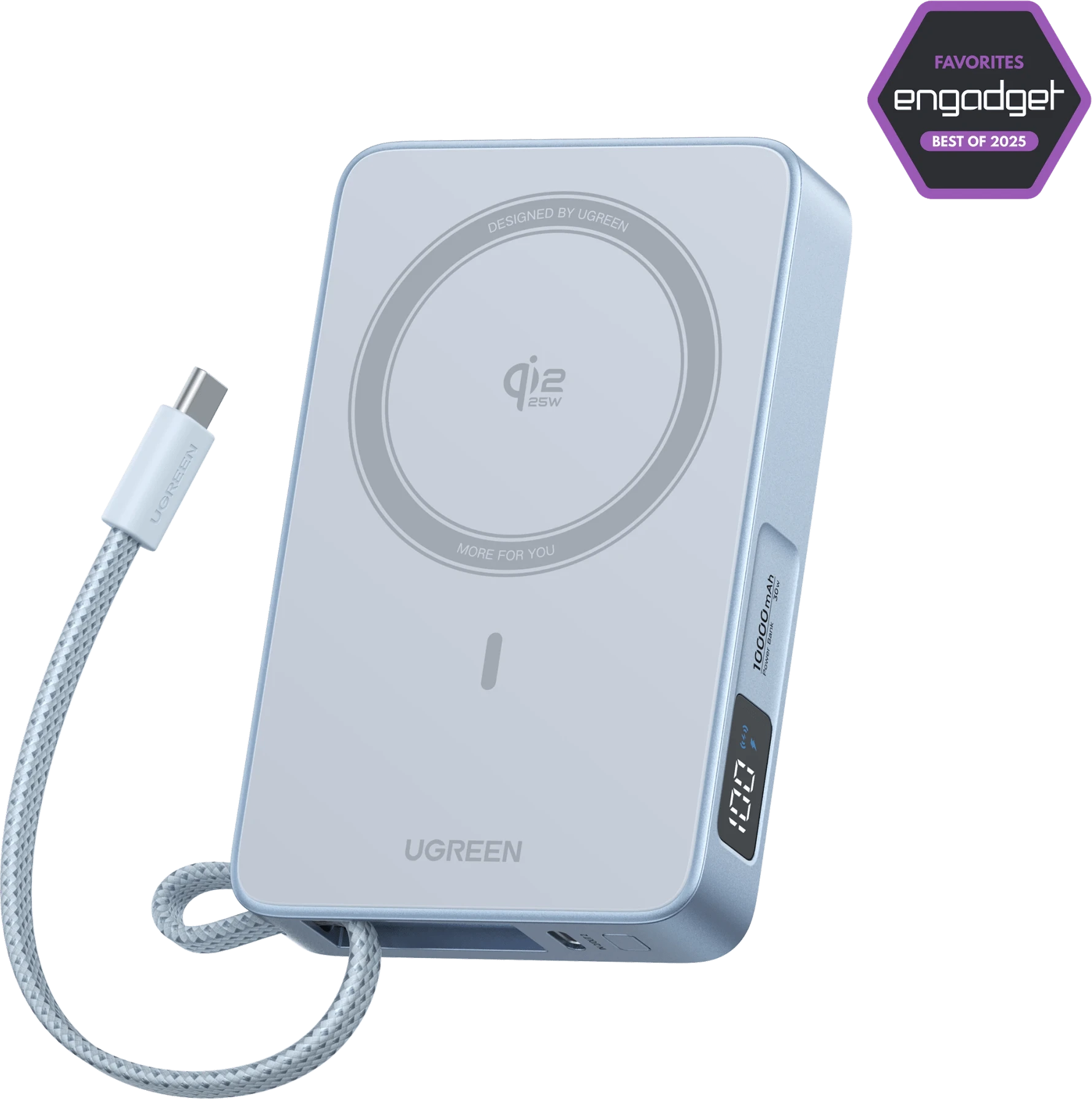 Внешний аккумулятор Magnetic Wireless Power Bank Ugreen 1C PB570 10000mAh 30W+15W 75982B Grey