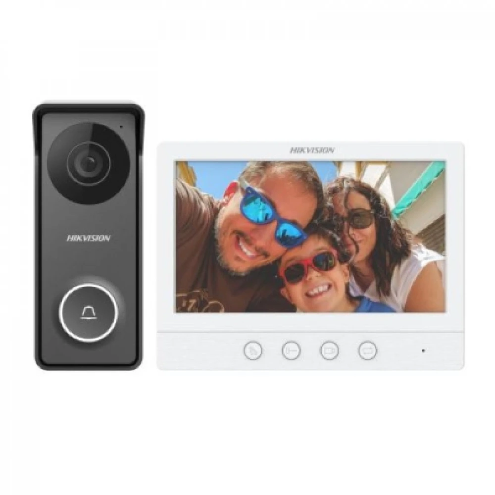 Комплект видеодомофонии Hikvision DS-KIS213, 4-проводной, 7" TFT, 12В DC