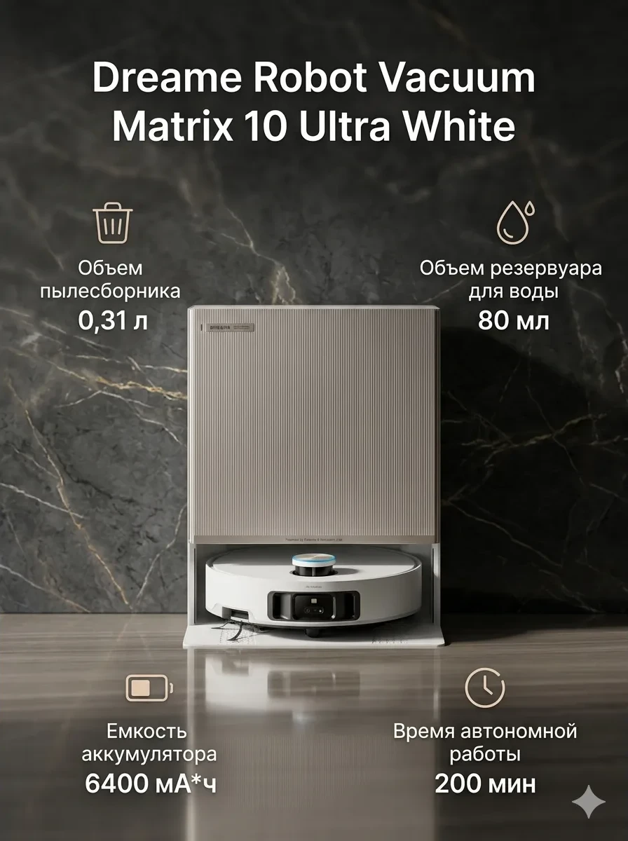 Робот-пылесос Dreame Robot Vacuum Matrix 10 Ultra White