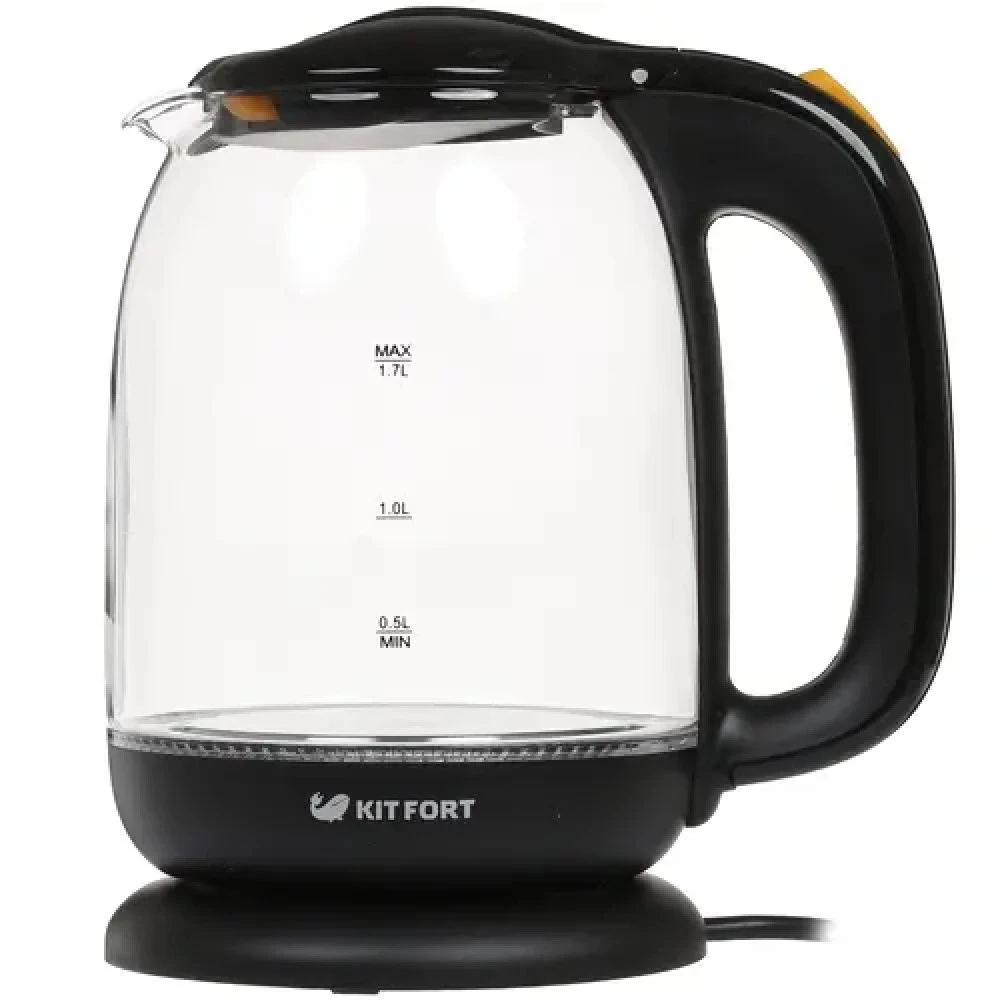 Чайник электрический Kitfort КТ-625-4, 1.7л, 2200W, стекло, жёлтый — 3