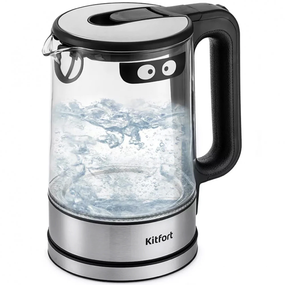 Чайник электрический Kitfort КТ-6128, 1.7л, 2200W, стекло, нержавейка
