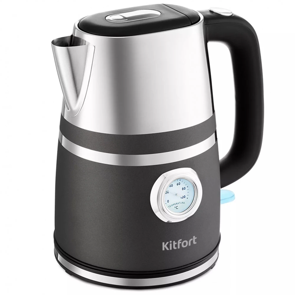 Чайник электрический Kitfort КТ-670-1, 1.7л, 2200W, нержавейка, графит