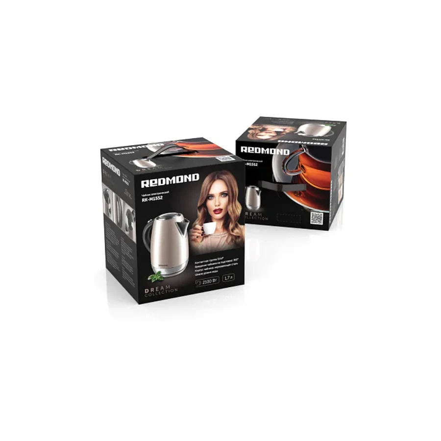 Чайник электрический Redmond RK-M1552, 1.7л, 1850-2200W, нержавейка, розовый